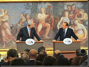 Roma 13 giugno 2011, Villa Madama: vertice Italia -Israele con il Presidente Silvio Berlusconi e il premier israeliano Benjamin Netanyahu.